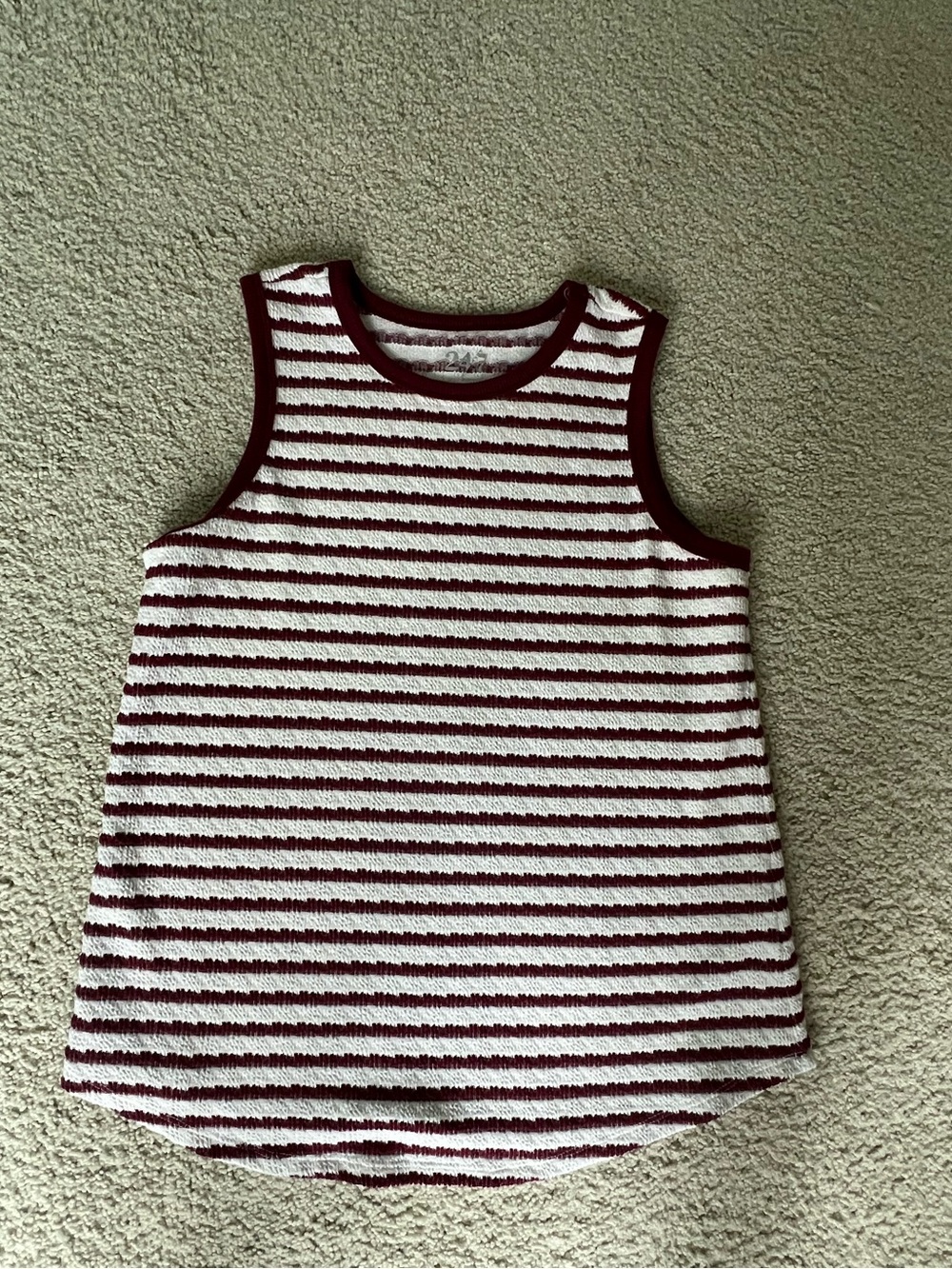 Maurices White & Burgundy Striped Tank Top
